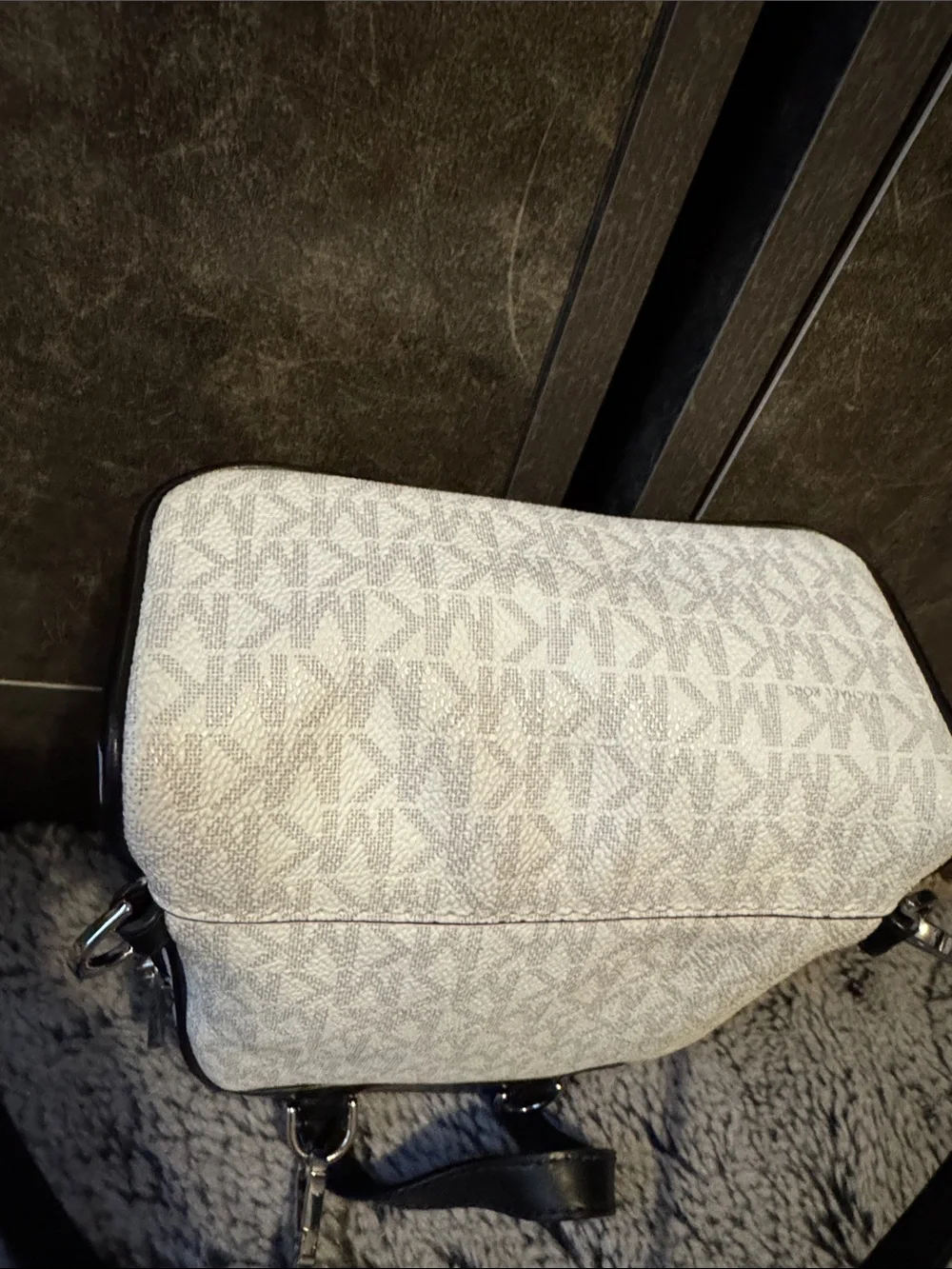Michael Kors White and Black Logo Mini Backpack In Amazing Condition